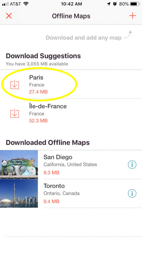 Ulmon CityMaps2Go Mobile Phone Screenshot