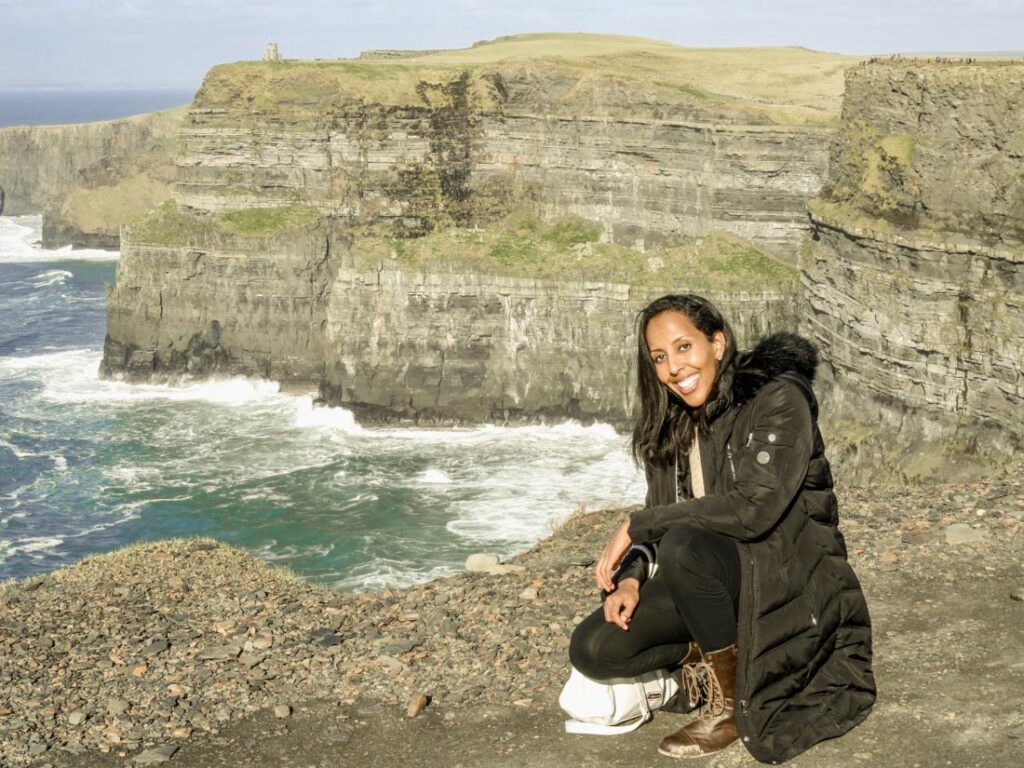 Girl at Cliffs of Moher in Ireland
