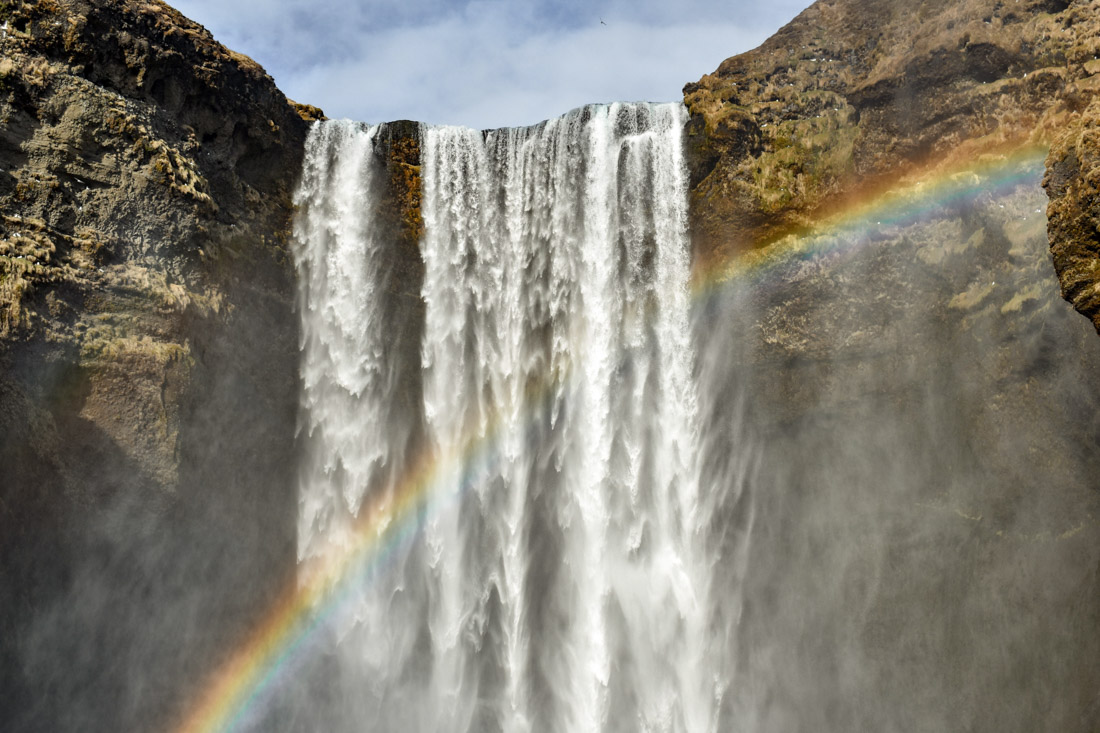 Iceland Skógafoss waterfall with rainbow