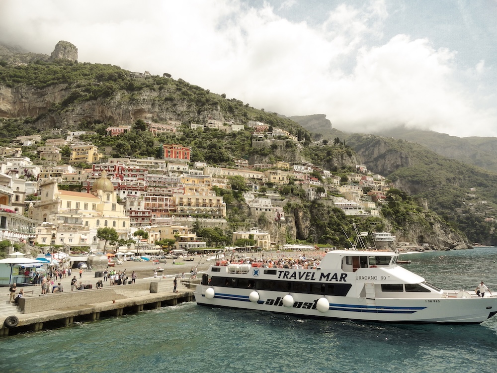 Ferry disembarking at Positano in the Amalfi Coast