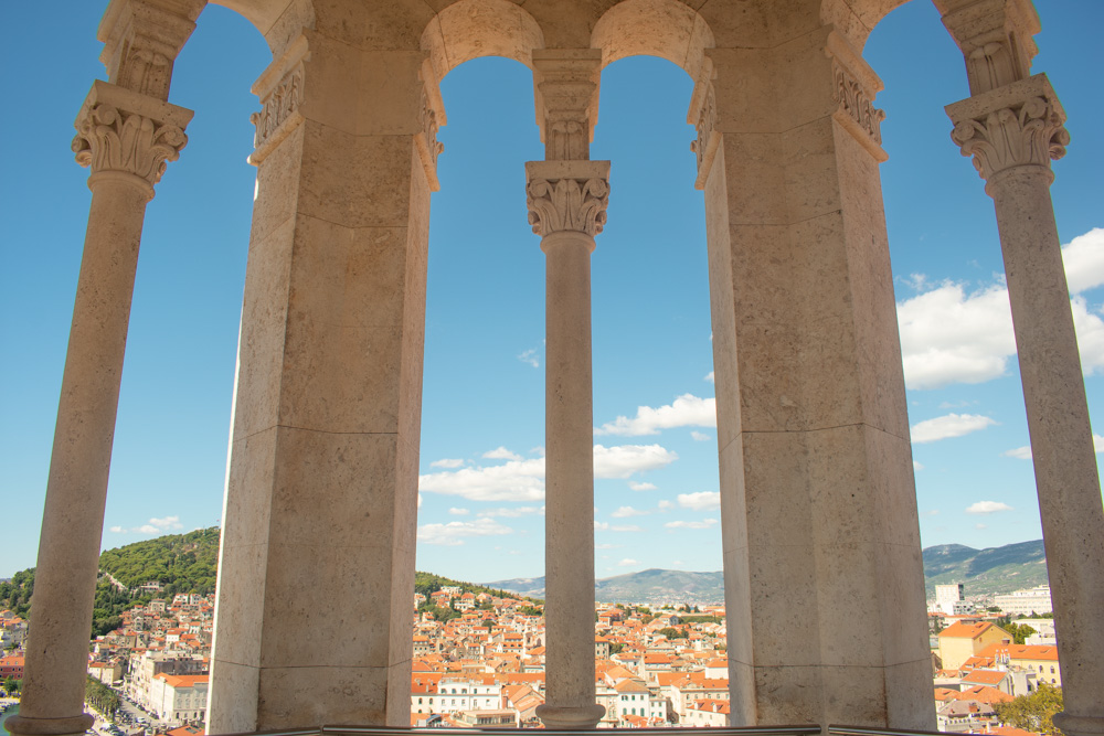 View over Split, Croatia from within bell tower