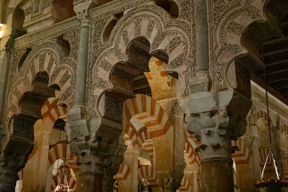 Engraved arches inside Cordoba's mezquita