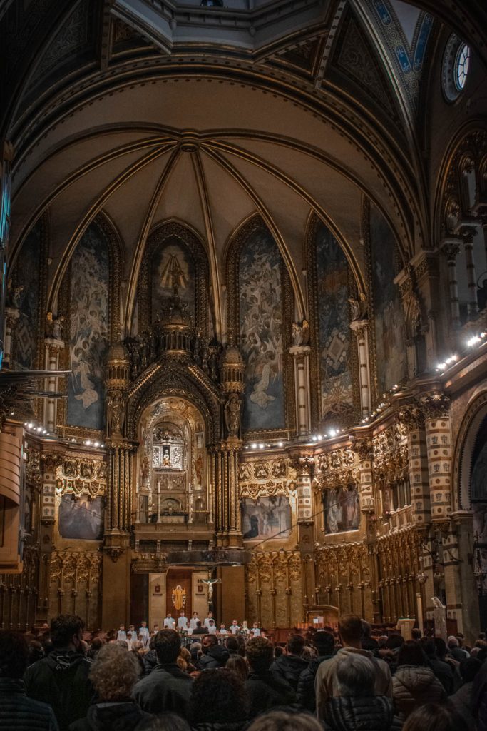 Boys of the Escolania Choir performing inside the Basilica de Montserrat