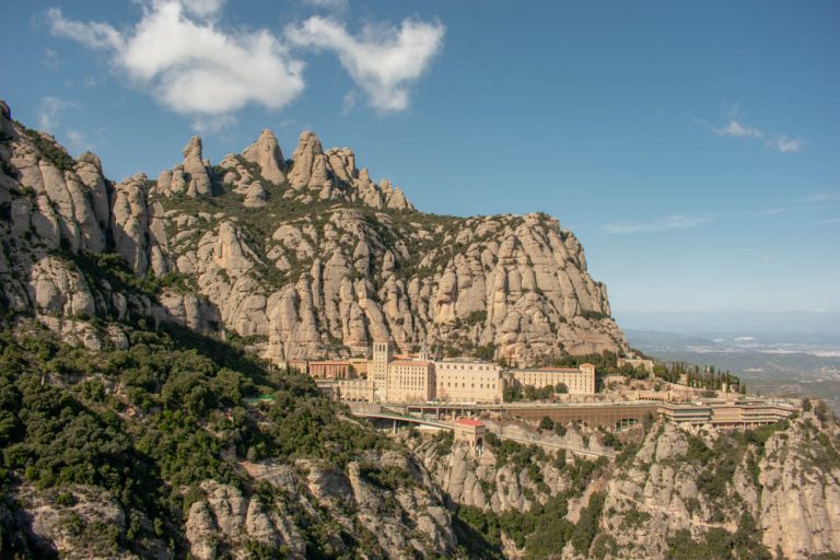 Monserrat monastery in front of the mountains